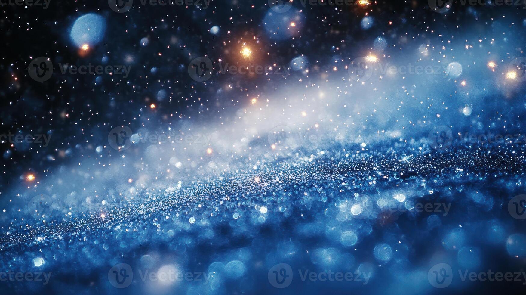 Shimmering blue particles glow against a dark background, evoking a magical, ethereal feel in the night photo