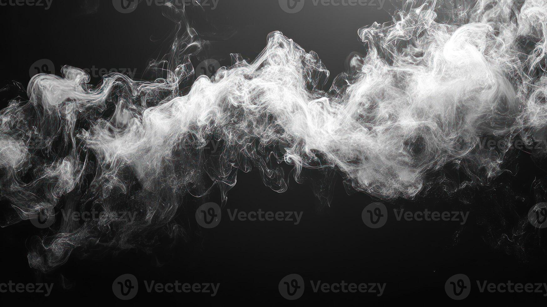 Delicate tendrils of white smoke swirl gracefully against a dark backdrop, evoking a sense of mystery and intrigue photo