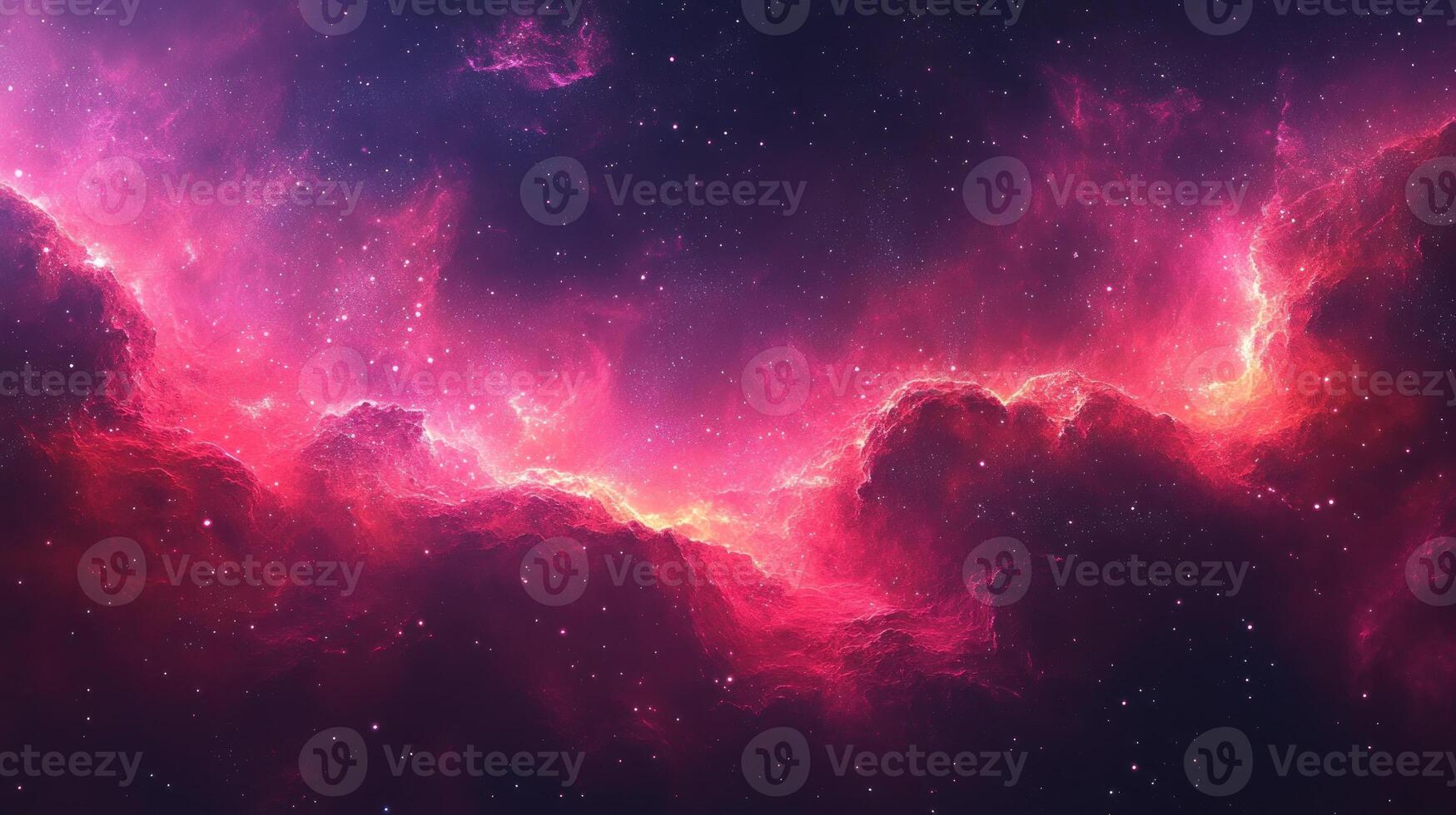 A colorful nebula with swirling pink and purple hues illuminated by distant stars in the universe photo