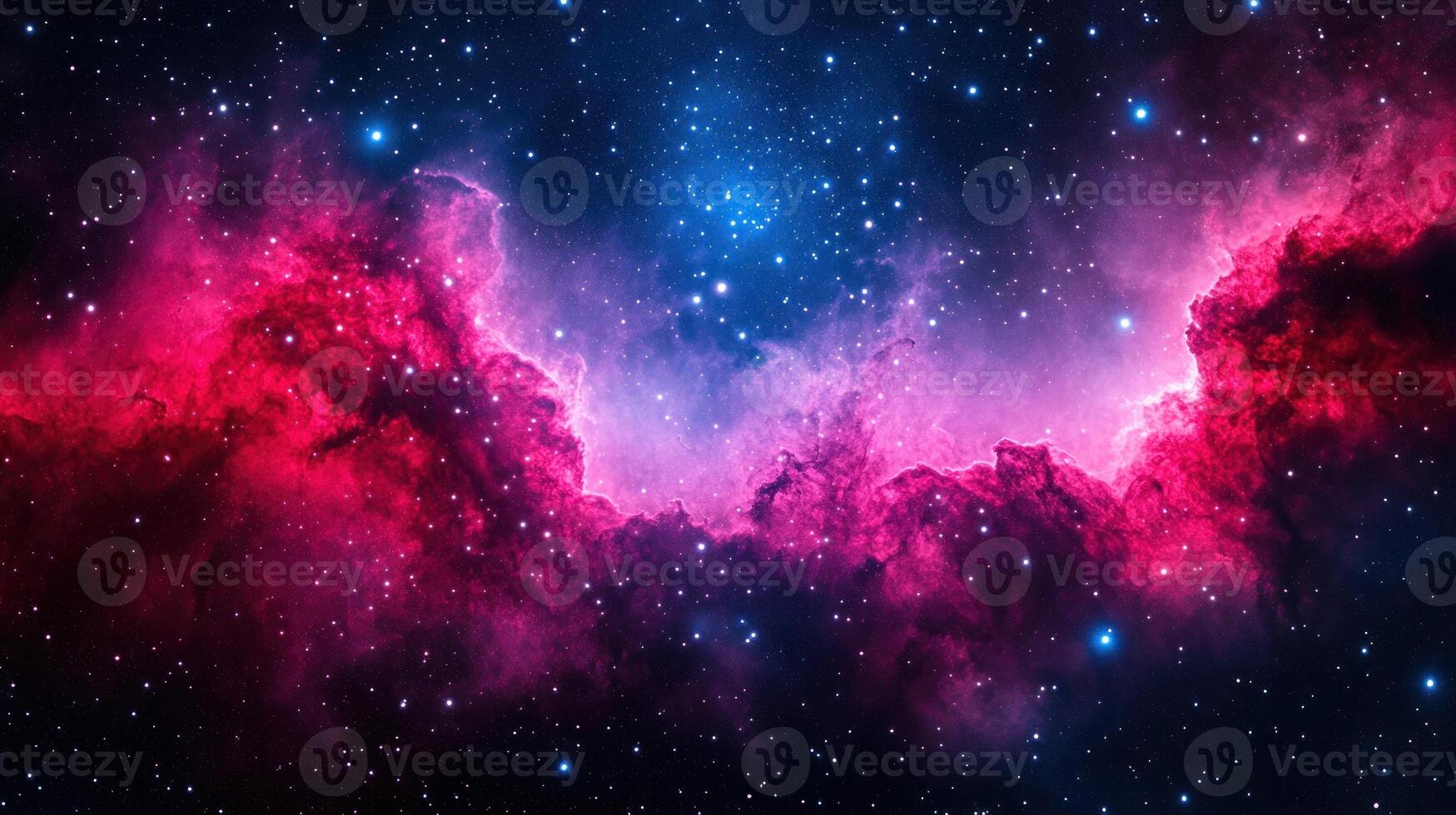 A stunning cosmic nebula showcases brilliant colors and twinkling stars against the dark backdrop of space photo