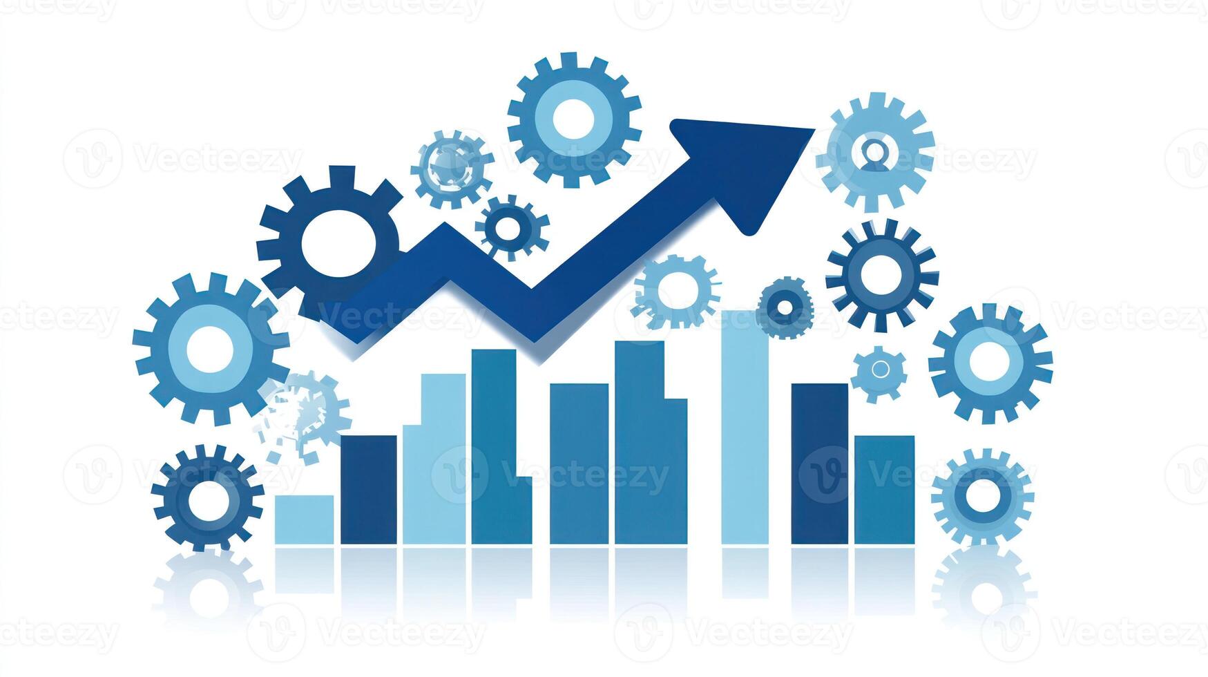 A design depicts rising graphs and gears symbolizing business growth and progress concepts photo