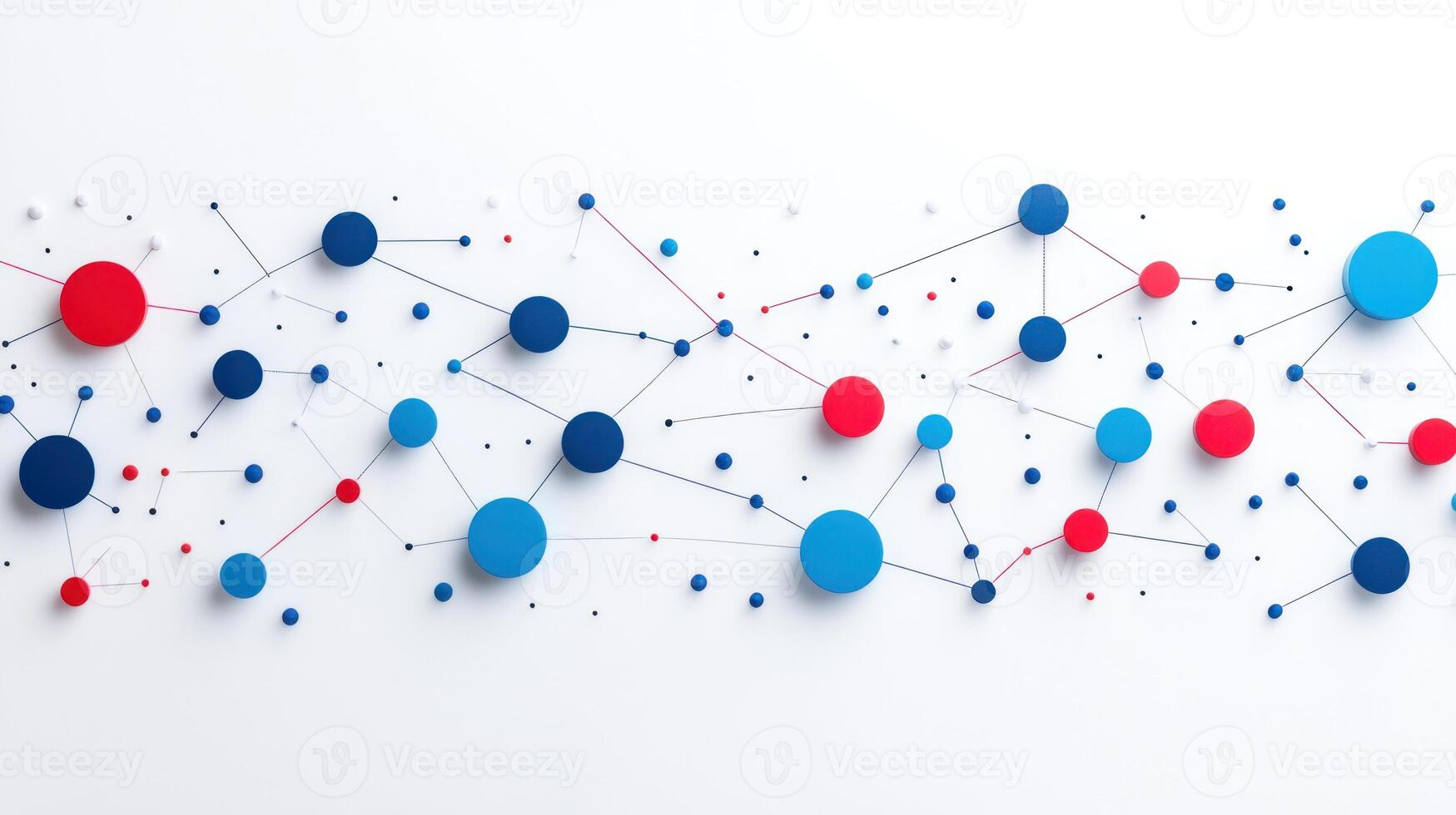 Abstract network composition showcasing interconnected circles and lines in vibrant colors photo