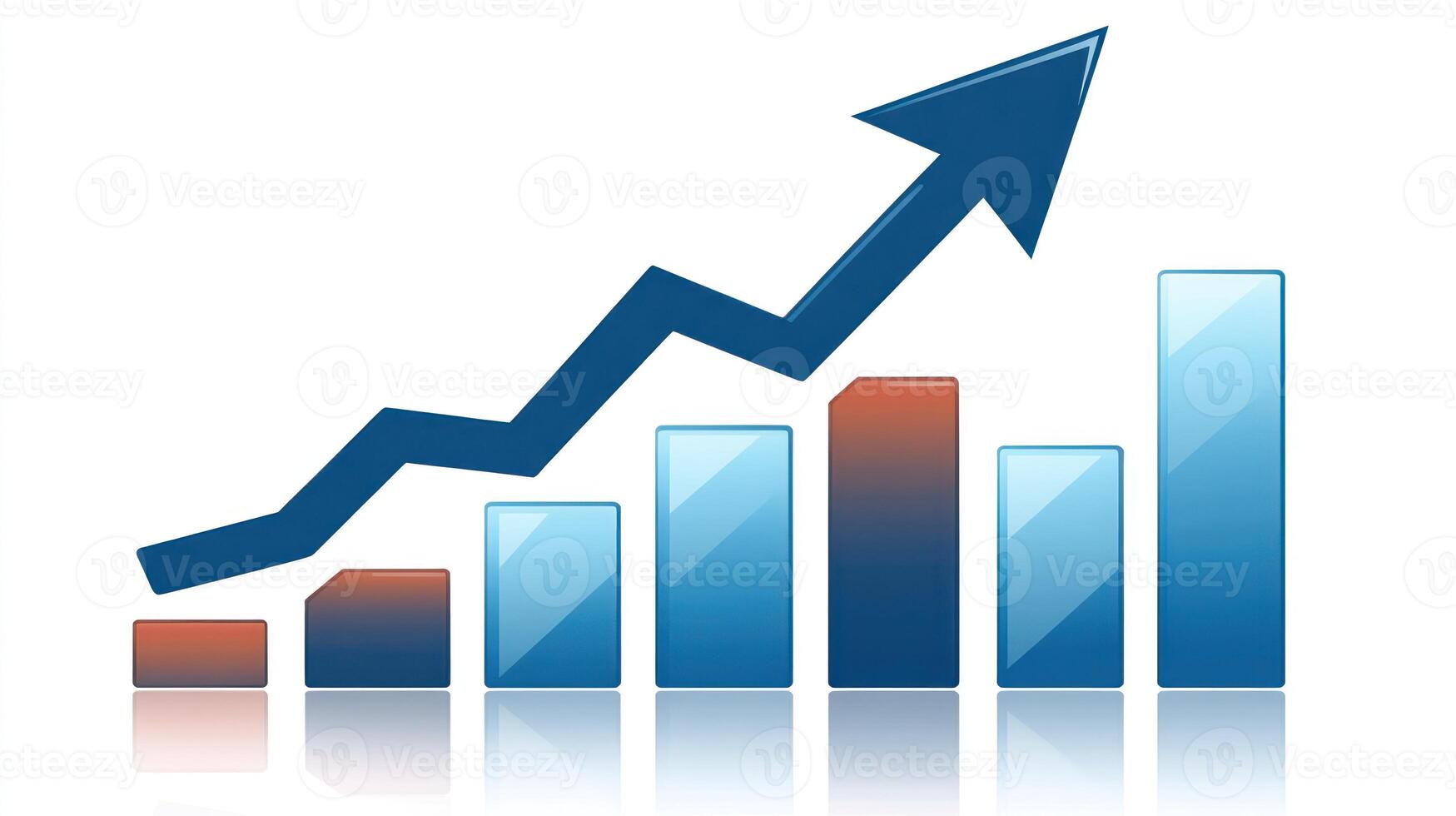 A graph shows rising data points with an upward arrow representing growth trends over a timeline photo