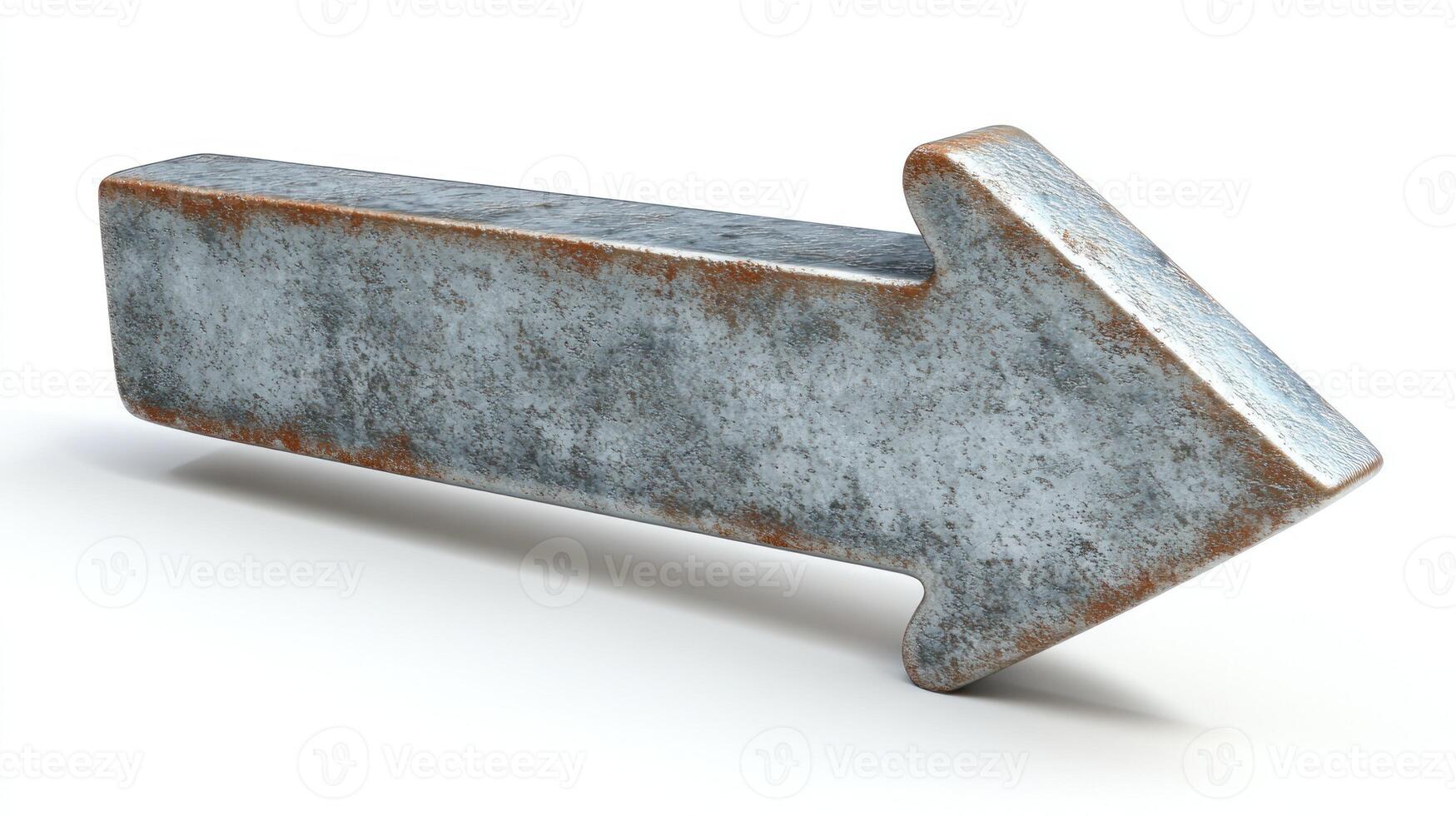 A weathered metal arrow pointing to the right, suggesting direction in simple and clear design photo