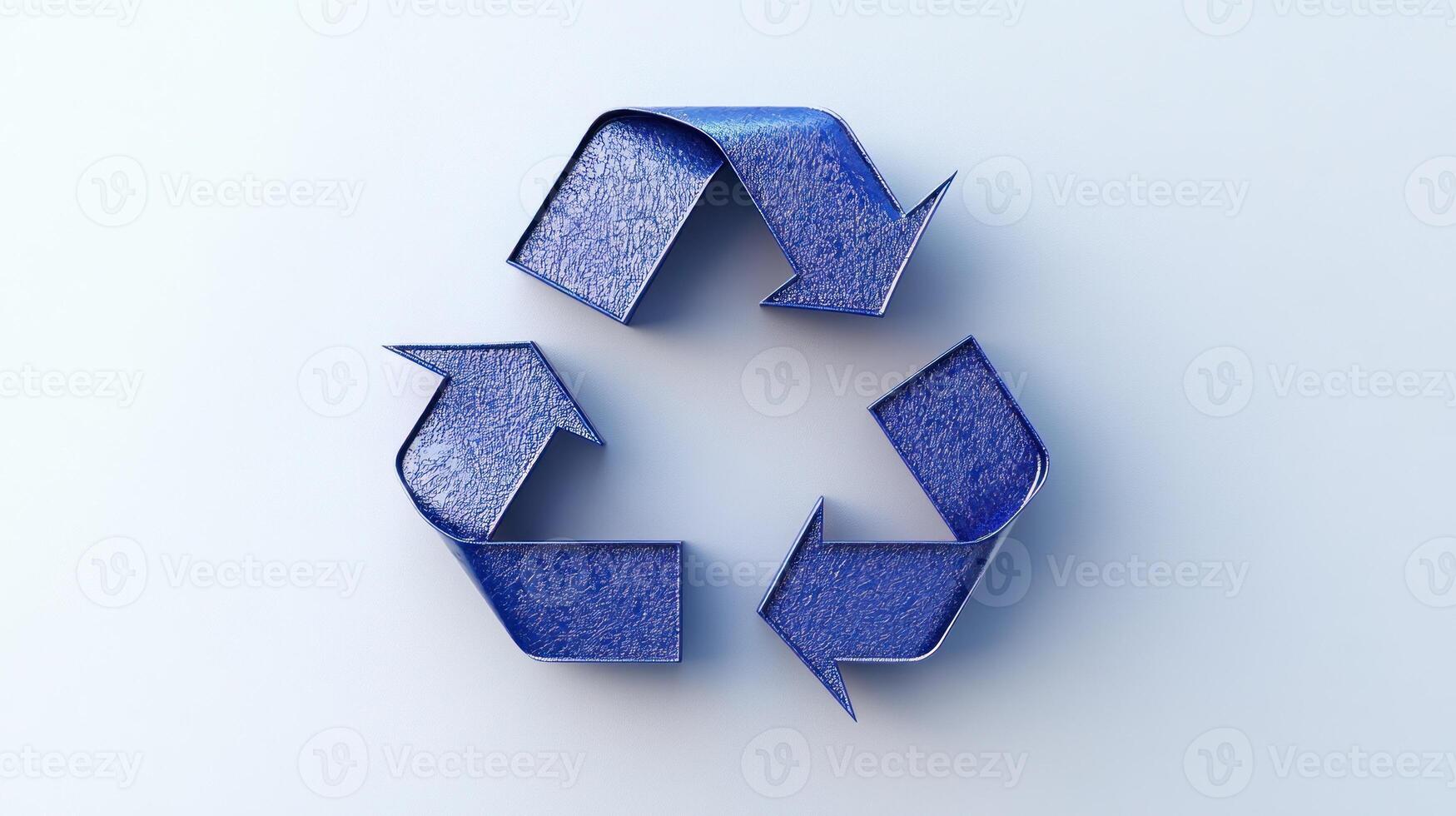 Textured blue recycling symbol represents eco friendly practices and the importance of sustainability photo