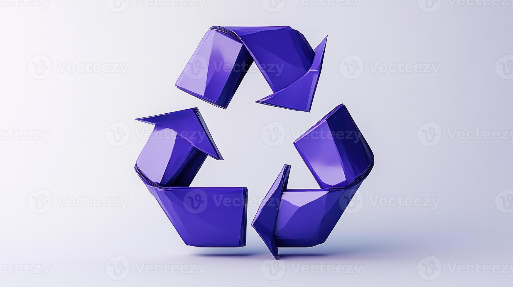 A vibrant purple recycling symbol made of geometric shapes emphasizes eco friendliness and design photo