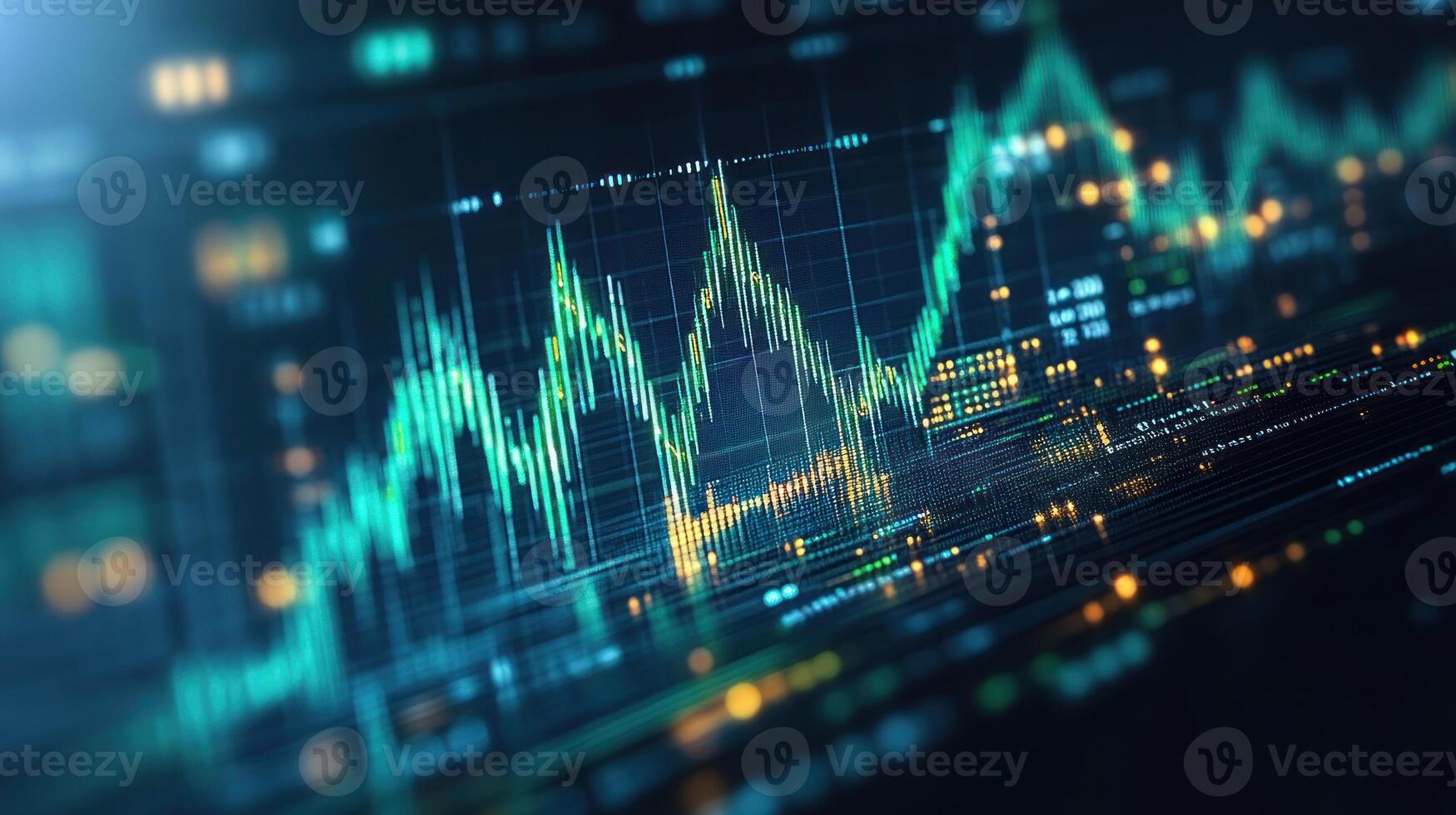 Detailed visualization of financial data trends showing stock prices and market activity photo