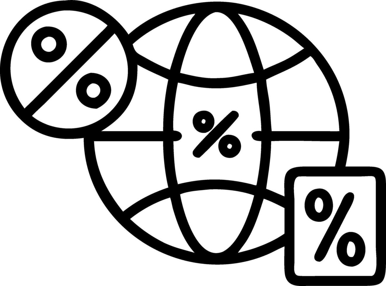 of a globe with currency symbols and discount tags vector