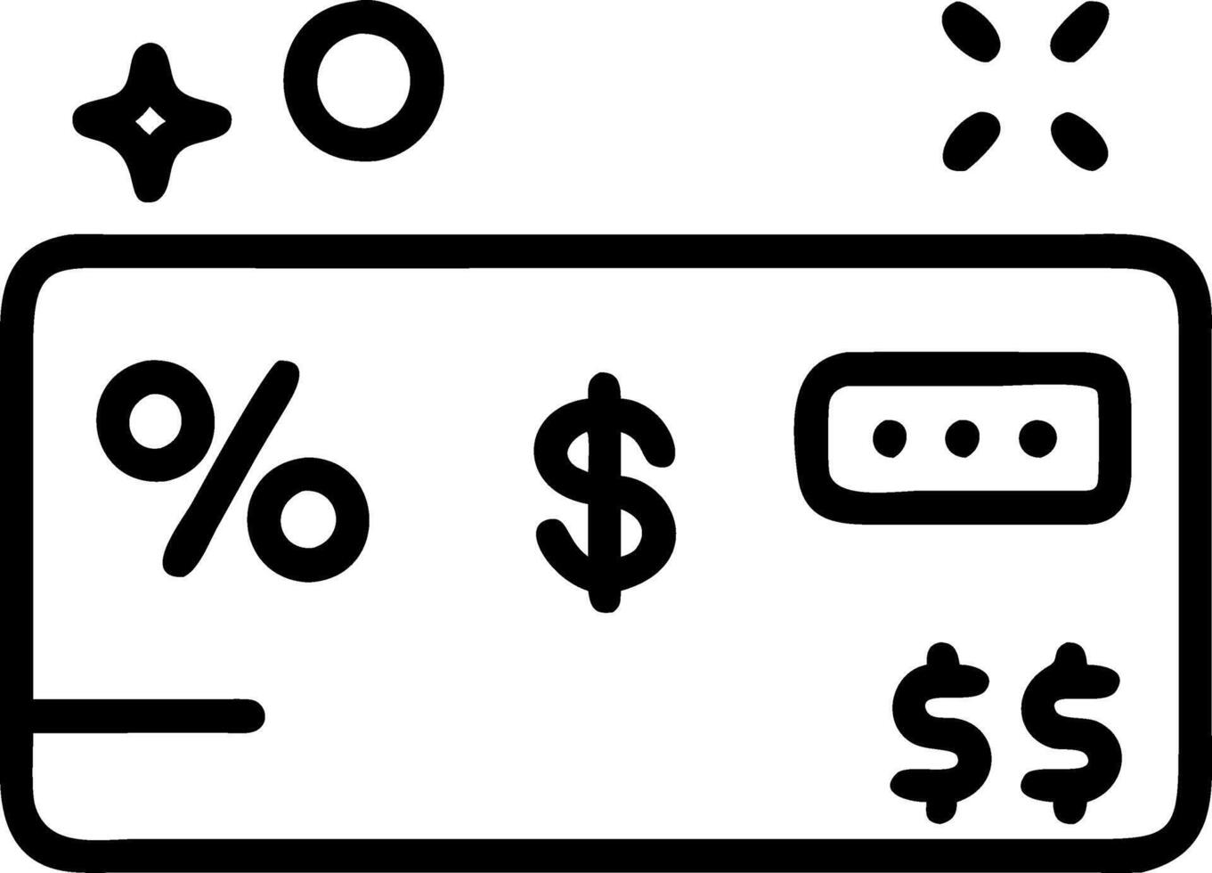 of a credit card with glowing currency symbols and discount signs vector