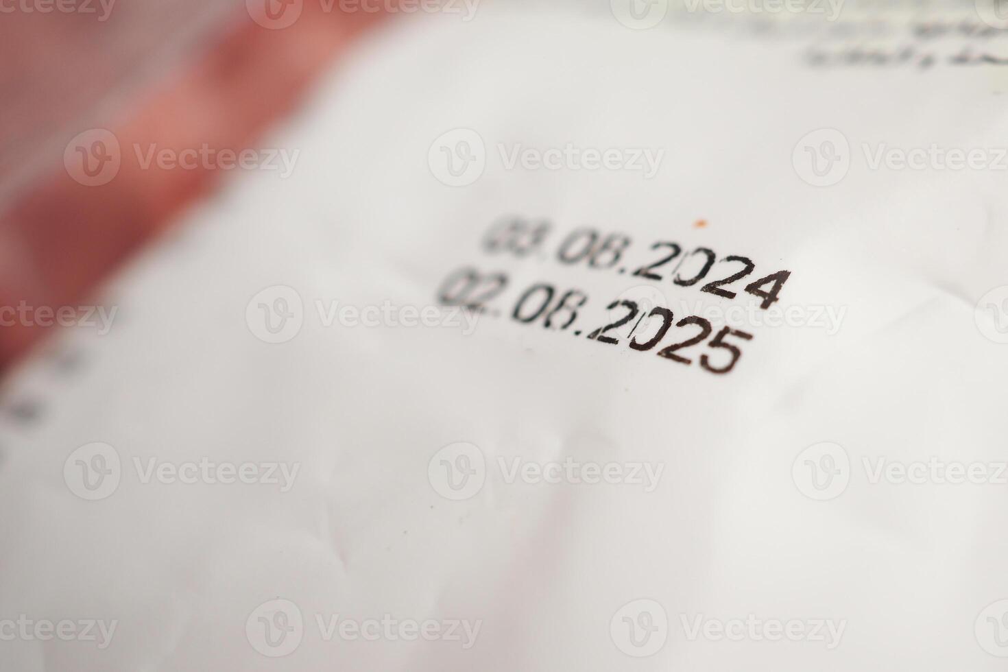 Closeup of expiry date on a packet photo