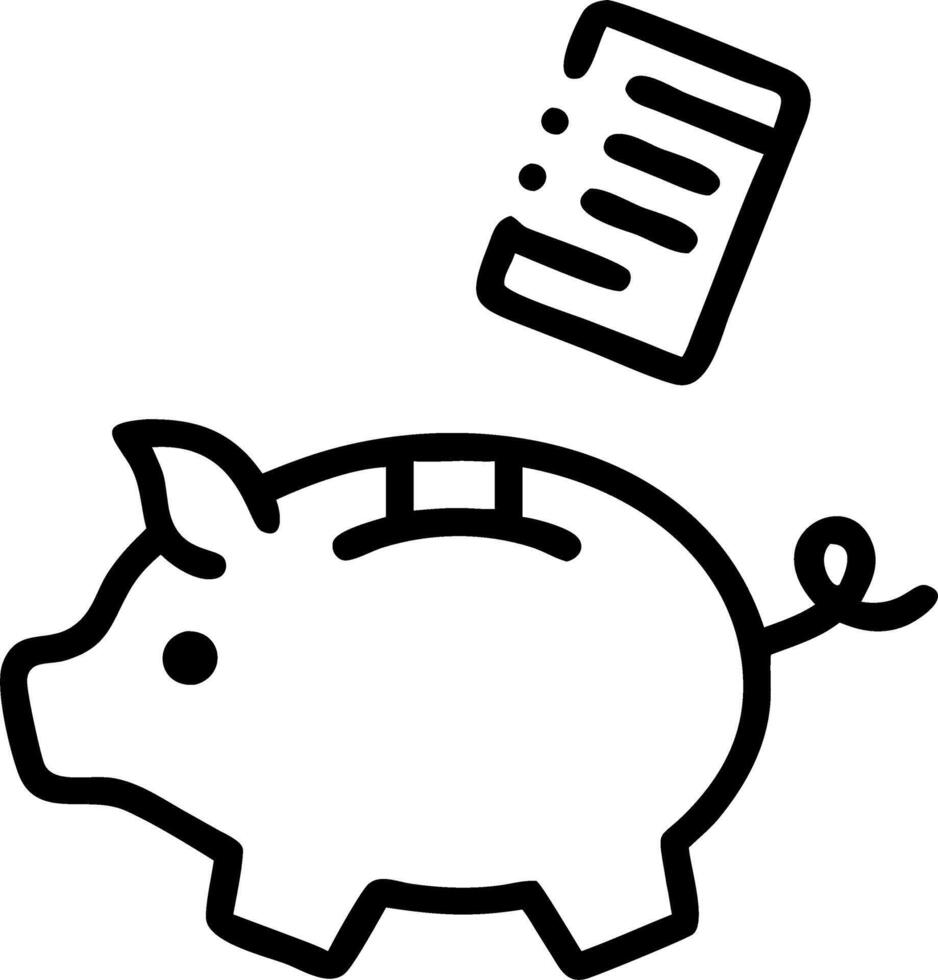 A floating piggy bank and a receipt gently spin in mid air isolated on a white background symbolizing savings and financial management vector
