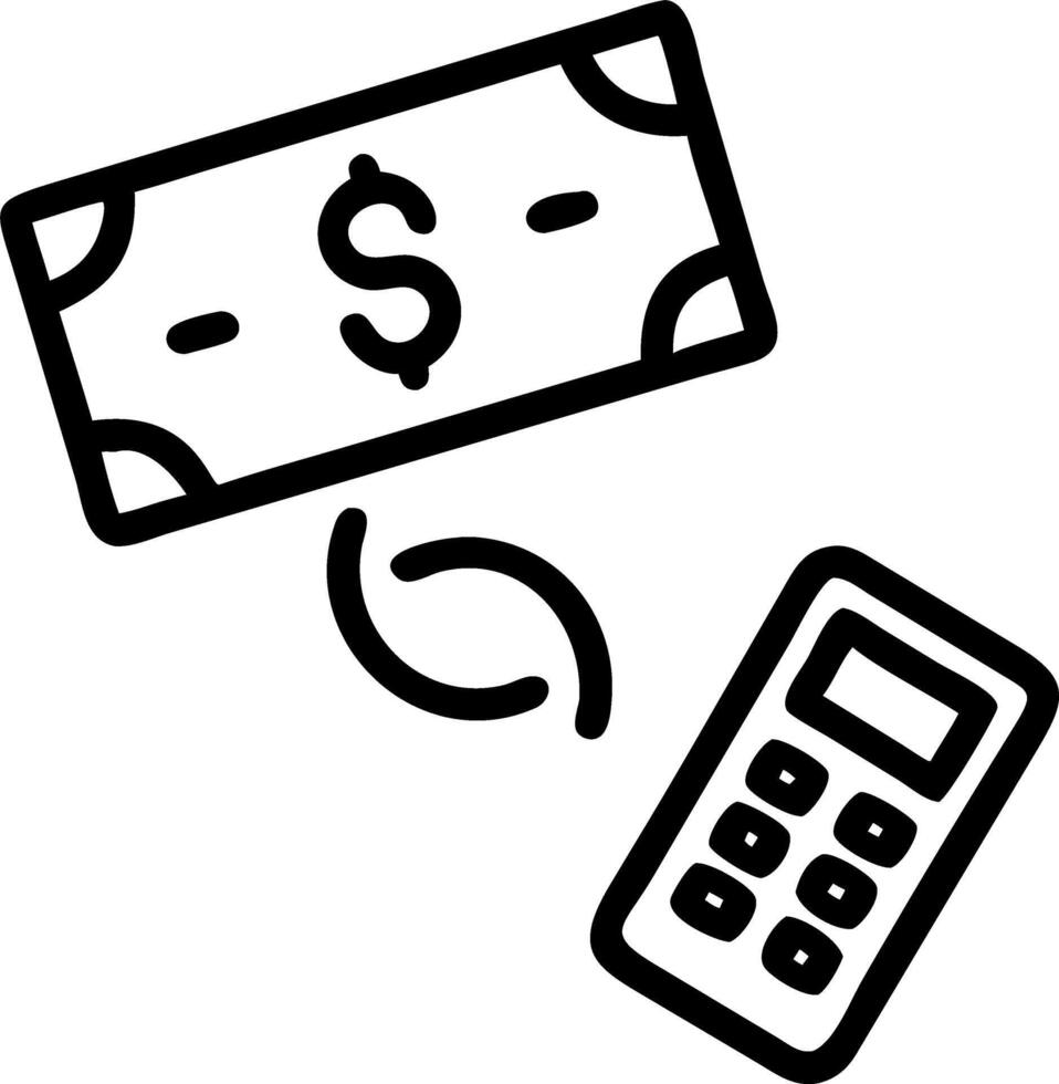 A floating dollar bill and a calculator spinning gently in mid air isolated on a white background symbolizing financial planning and budgeting vector