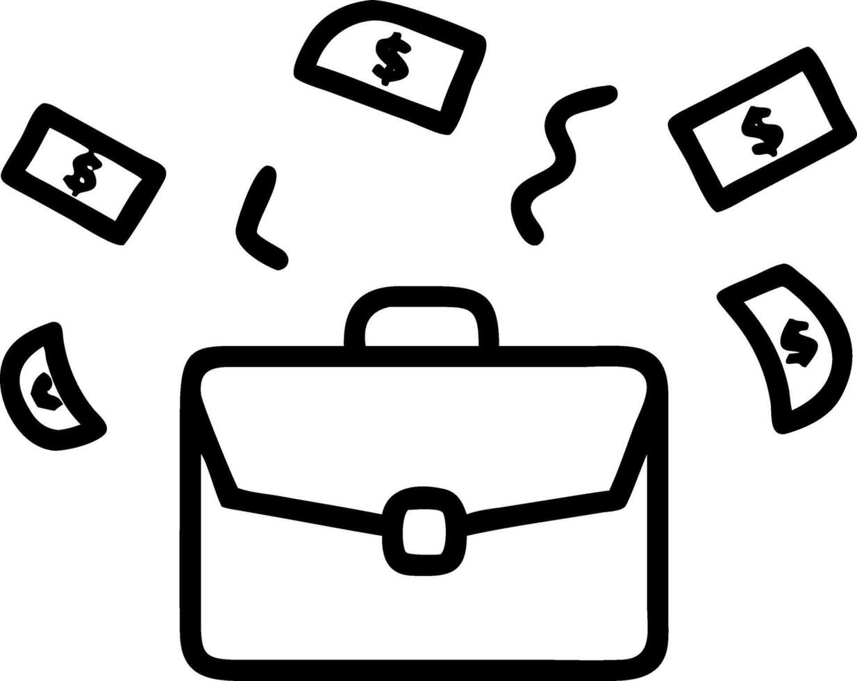 A levitating briefcase with dollar bills flying out symbolizing business success vector