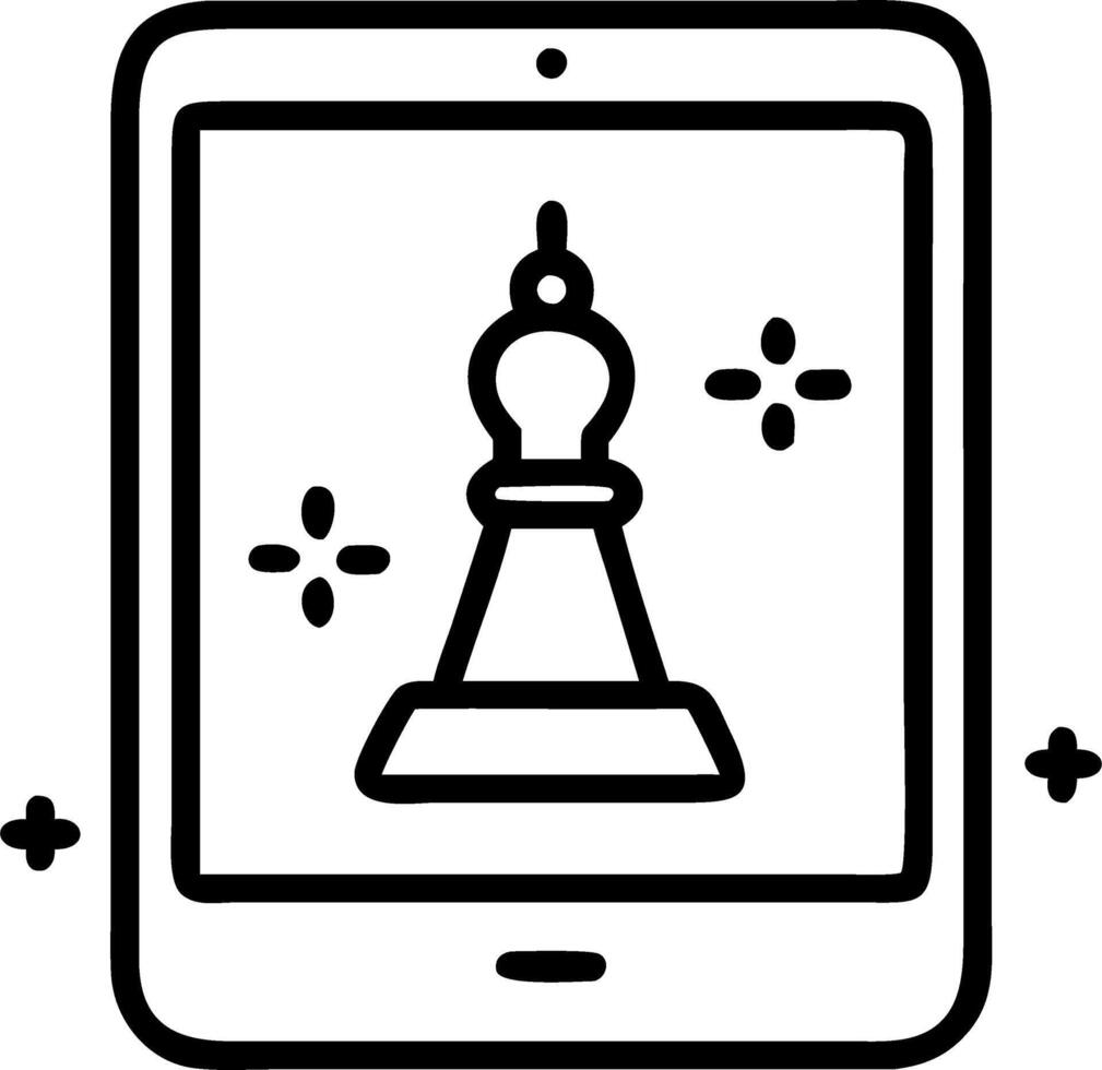 A tablet on white background displaying holographic scales and chess king icons leaving copy space vector