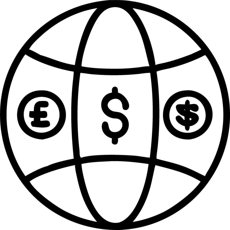 Abstract digital art of a globe made of currency symbols with bokeh lights vector