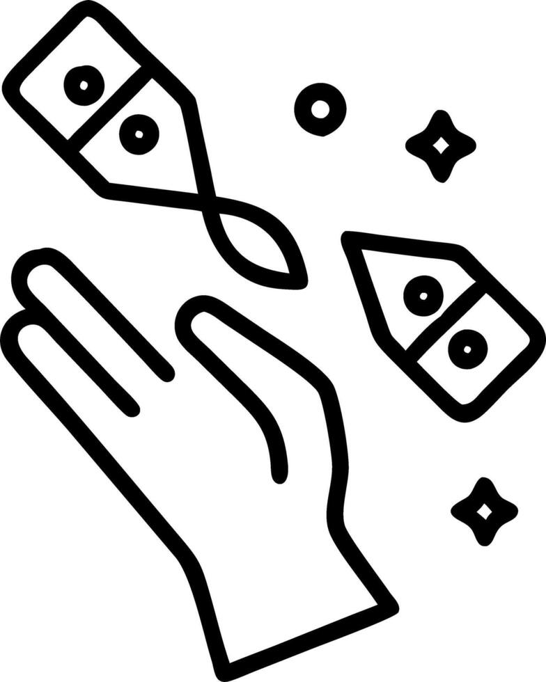 Abstract image of a hand reaching for floating discount tags with bokeh lights vector