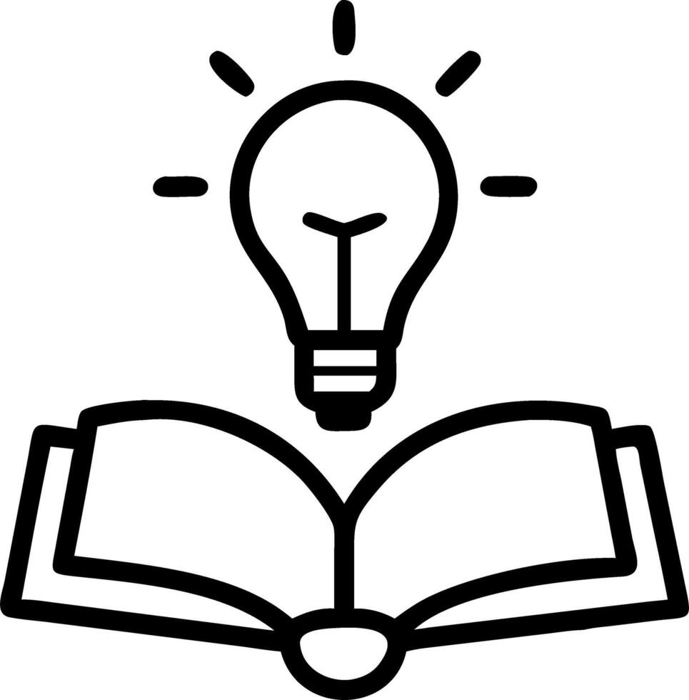 Book and lightbulb icons symbolizing knowledge and innovation vector