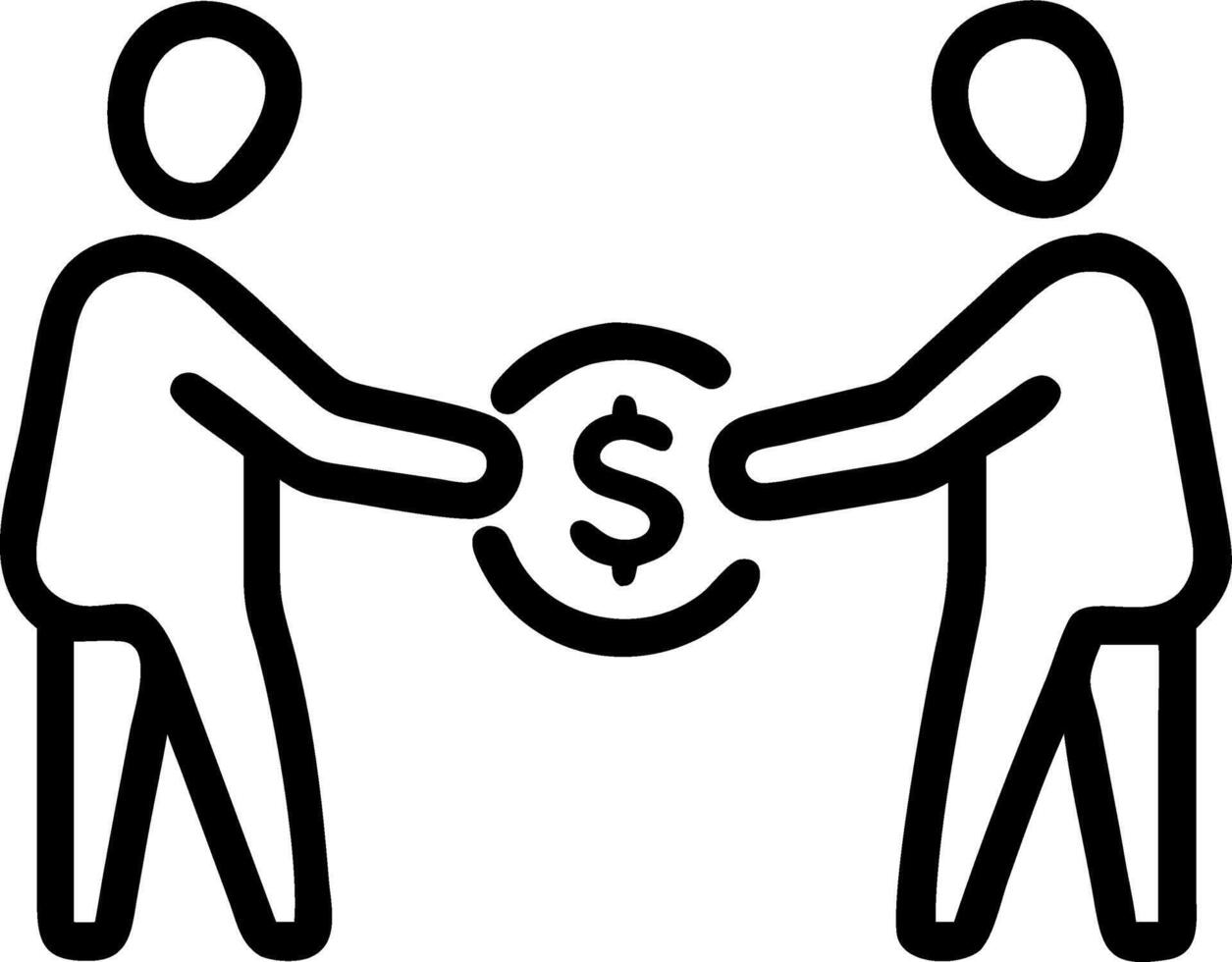 Business partners shaking hands over a currency exchange agreement vector