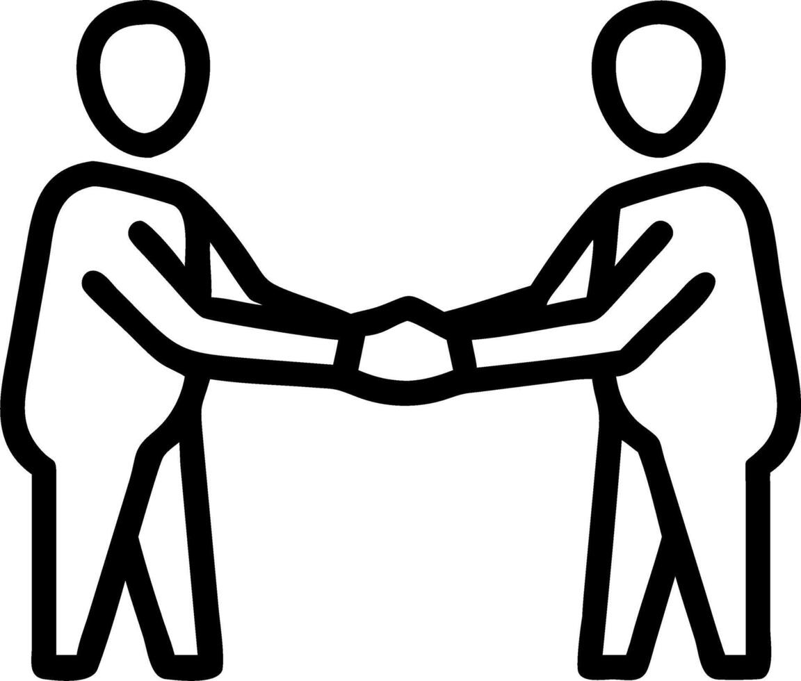 Business partners sealing a deal with a handshake in a lobby vector