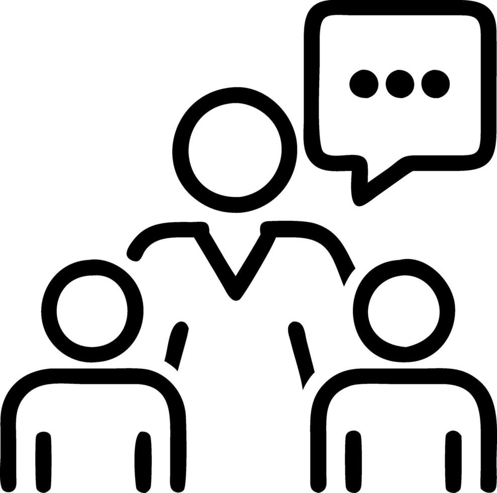 Business team in candid discussion with a leader giving feedback vector