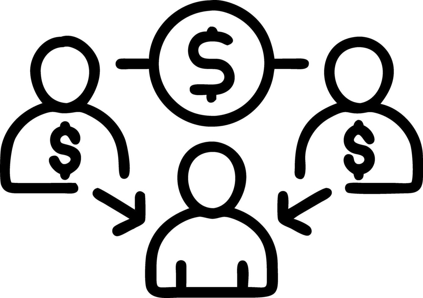 Business team silhouettes exchanging currency symbols with bokeh background vector