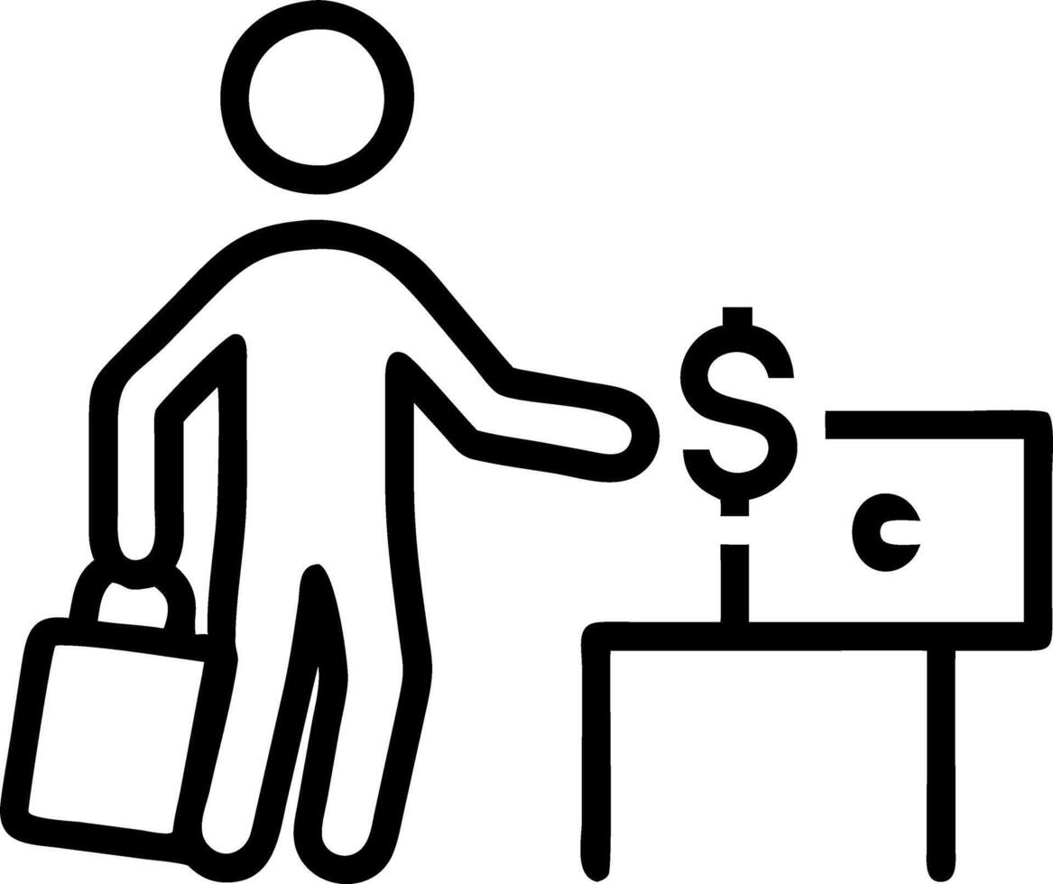 Businessman paying with foreign currency at an international airport vector