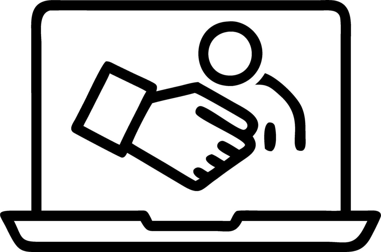 Businessman sealing a deal with a handshake over a call vector