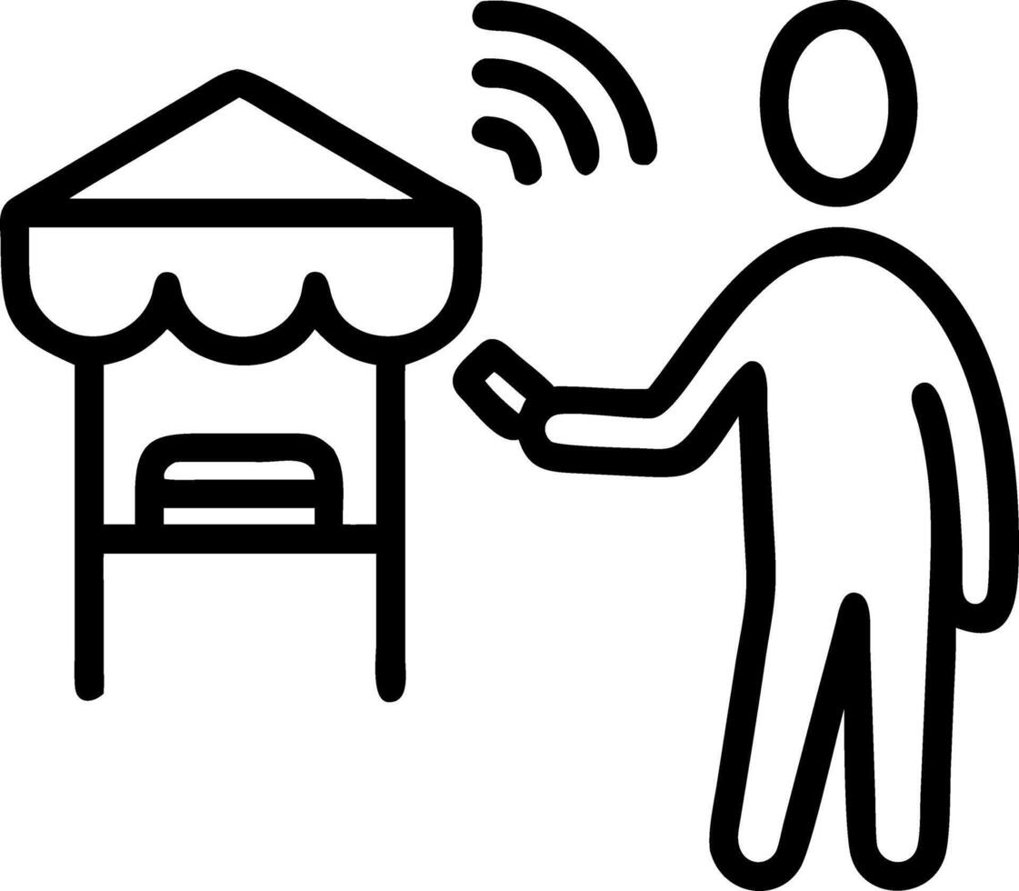 Businessman using contactless payment at a street vendor vector