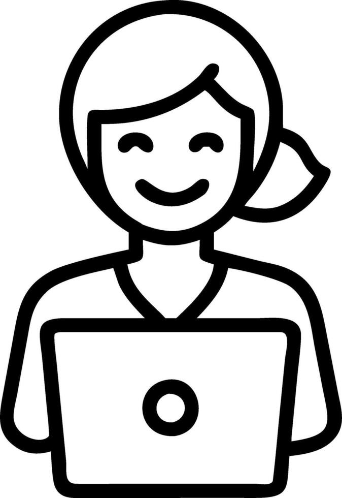 Businesswoman closing laptop with satisfied smile vector