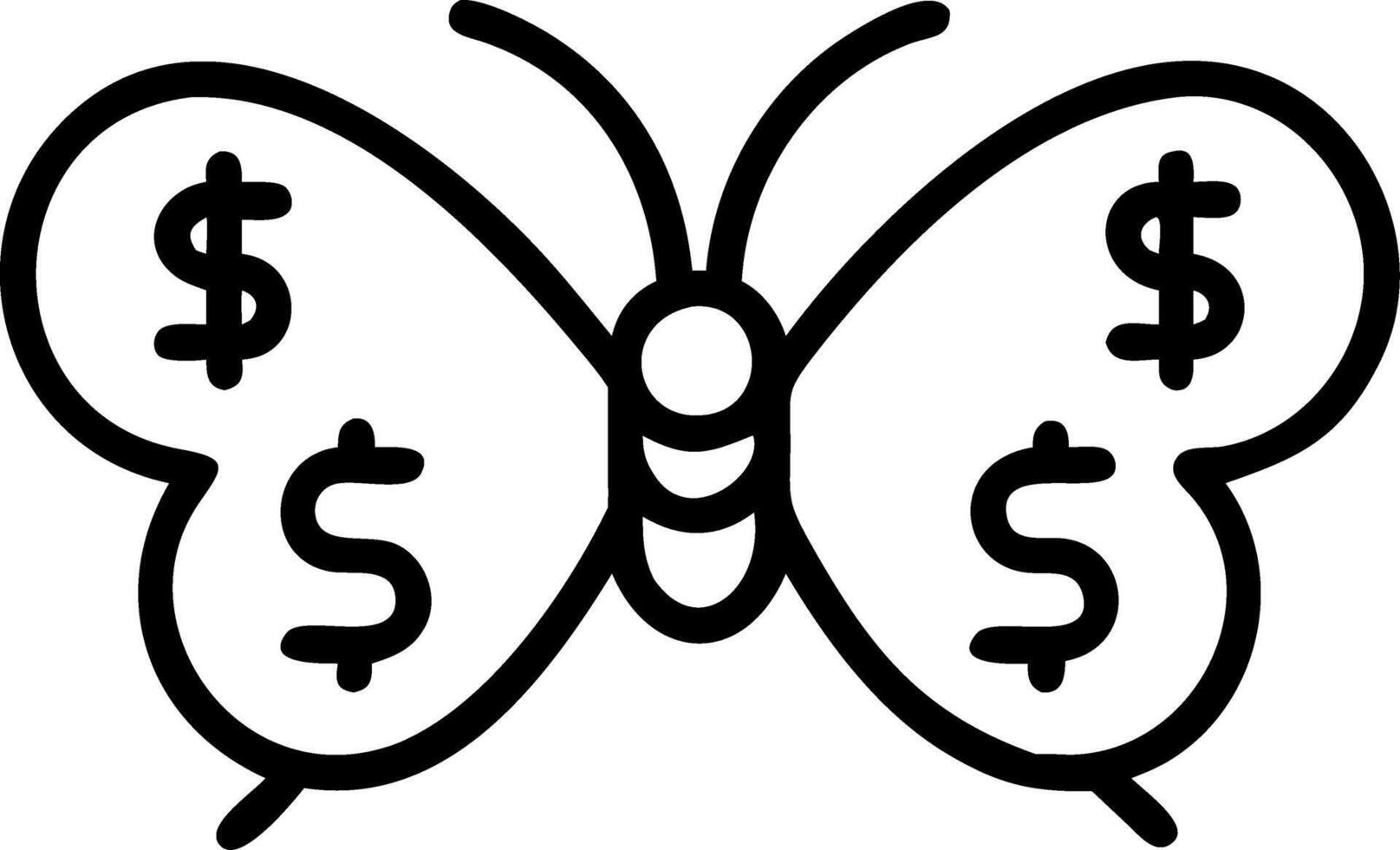 Butterfly with currency symbol wings vector