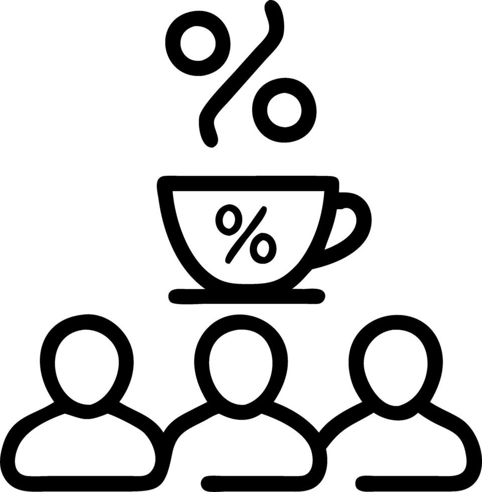 Candid coffee break with financial discount symbols vector