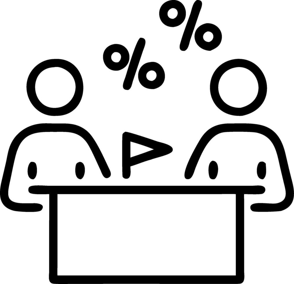 Candid interaction at cash register with discount symbols vector