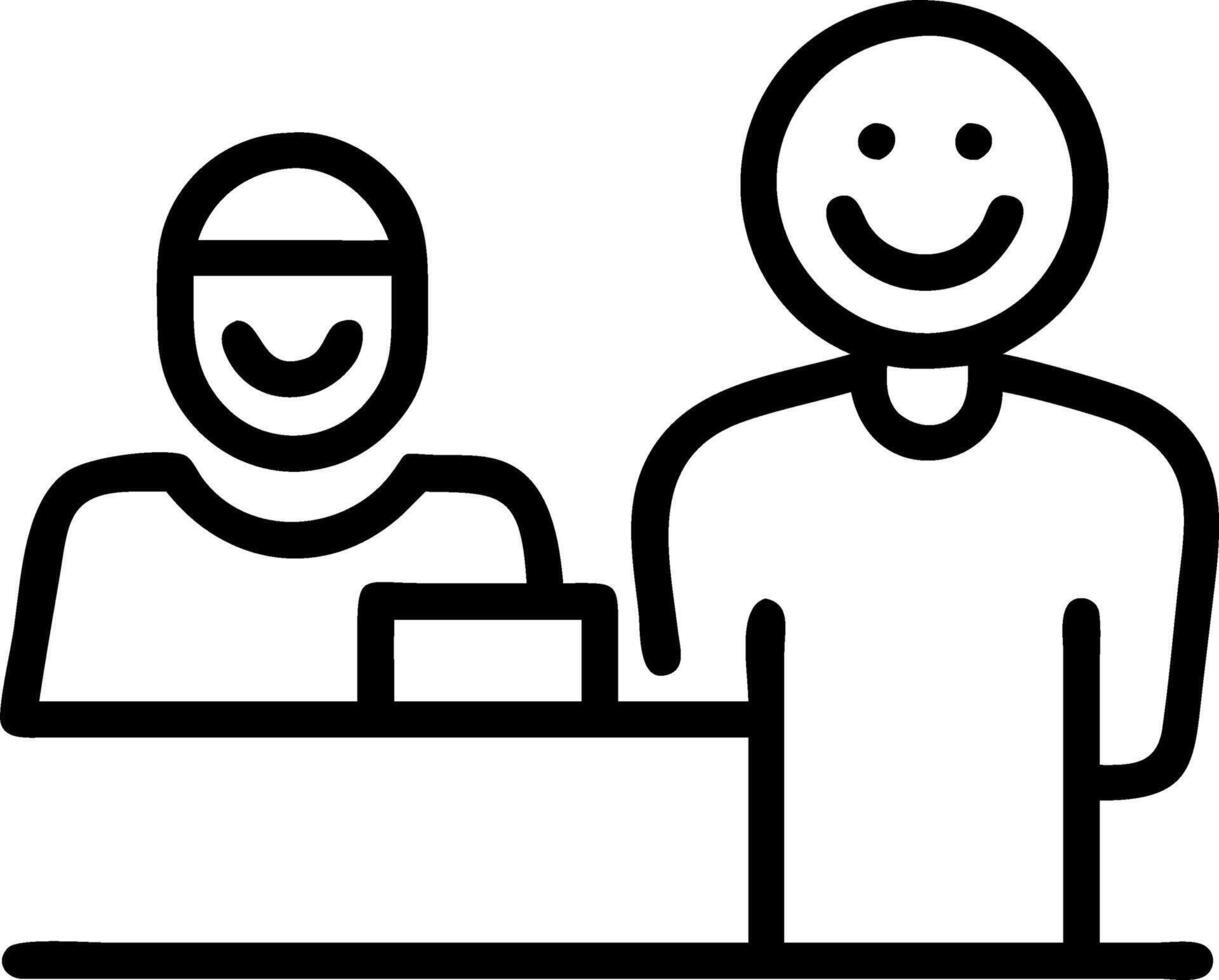 Cashier and customer sharing a laugh vector