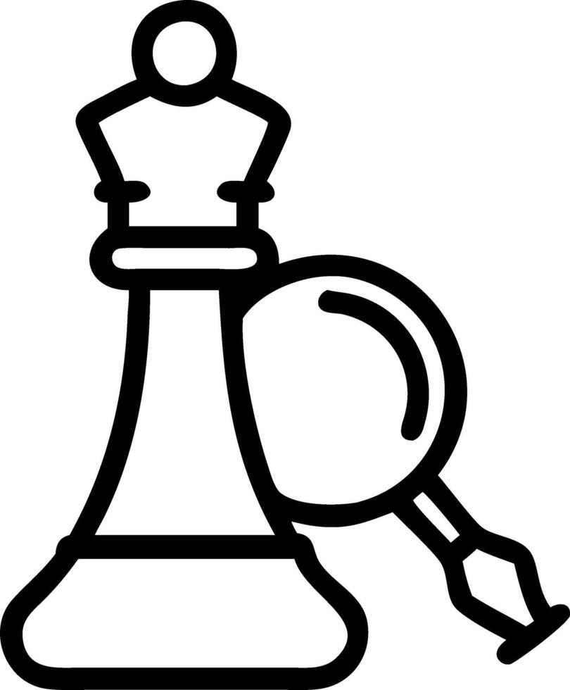 Chess queen and magnifying glass floating above white background for strategic leadership vector