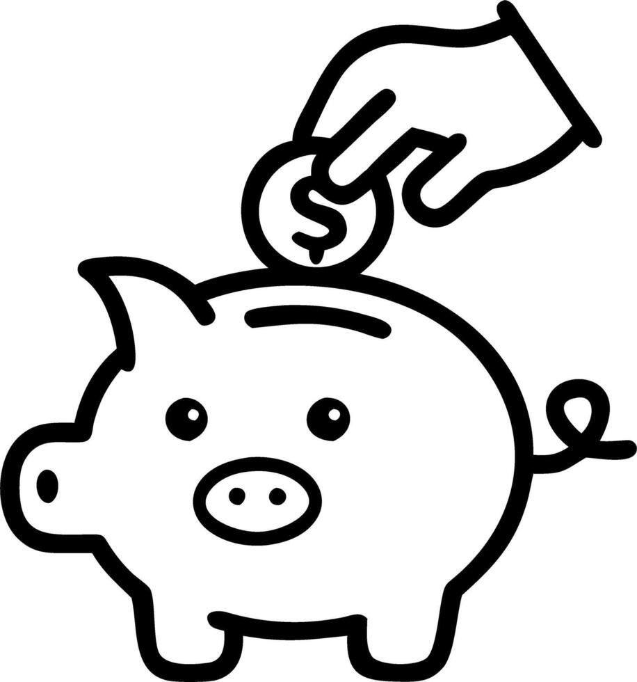 Child excitedly dropping coin in piggy bank vector