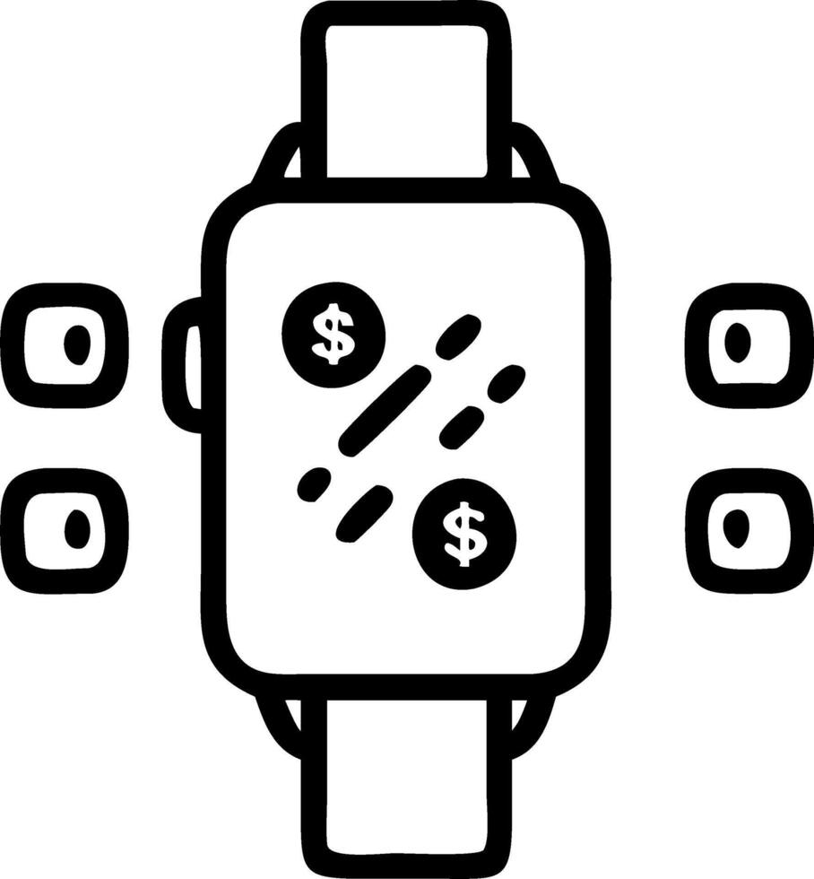 Close up of a futuristic smartwatch displaying currency exchange rates with copy space vector