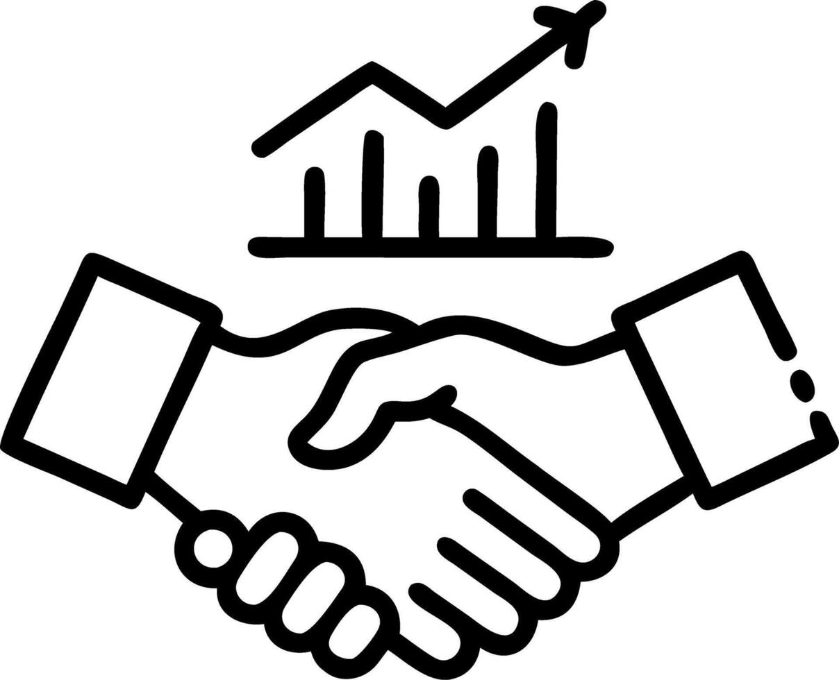 Close up of a handshake with holographic data overlay between fingers vector