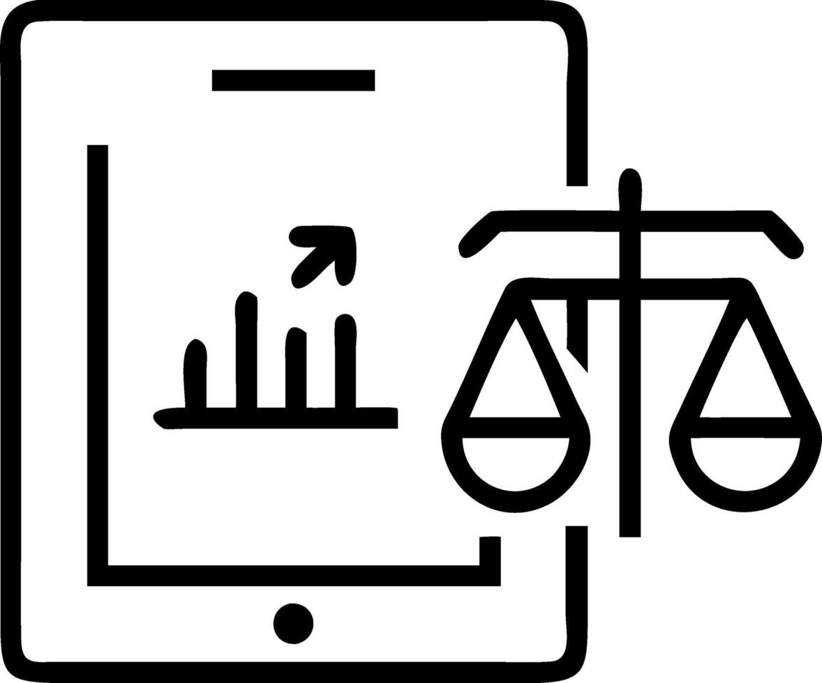 Close up of holographic compliance scales and leadership crowns on a digital device vector