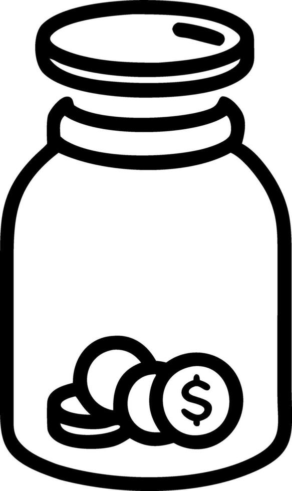 Coins rolling into a savings jar vector