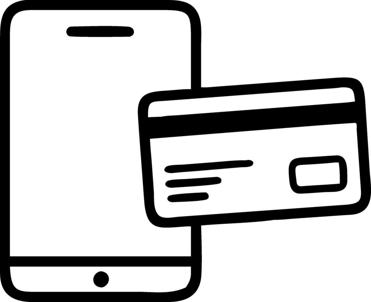 Credit card and smartphone on a glossy surface with copy space vector