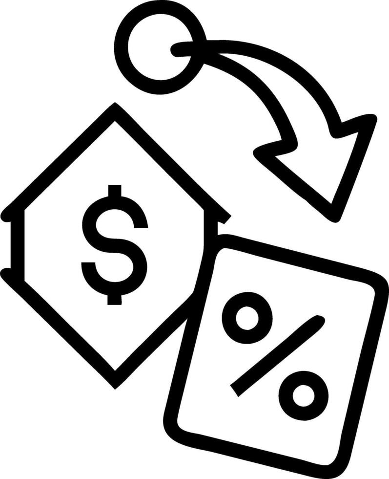 Floating discount tag with currency symbols and advertising arrows vector