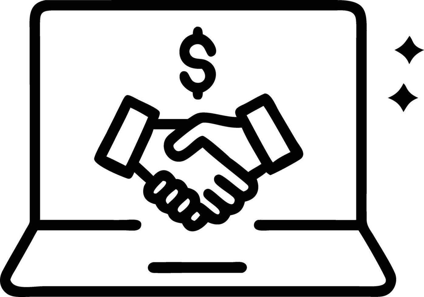 Laptop on white background with holographic compliance and planning icons floating vector