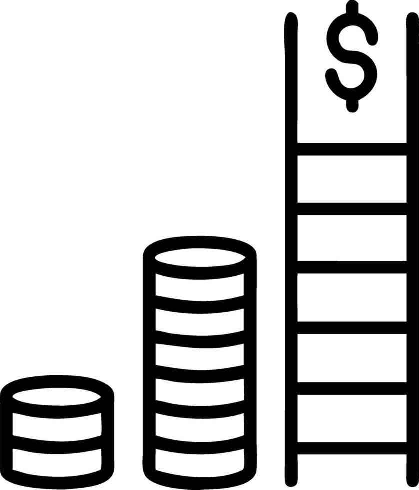 Levitating ladder and coin symbolizing financial success vector