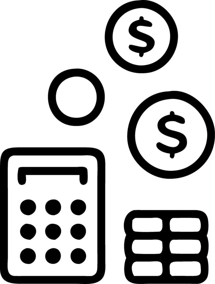 Levitating calculator and coins symbolizing financial planning vector