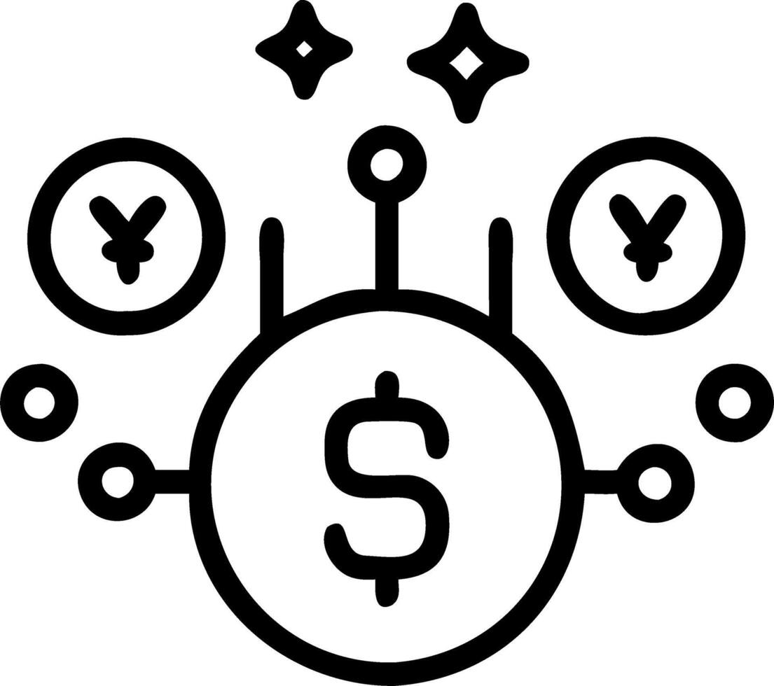 Macro image of a glowing promotional coin with currency symbols and copy space vector