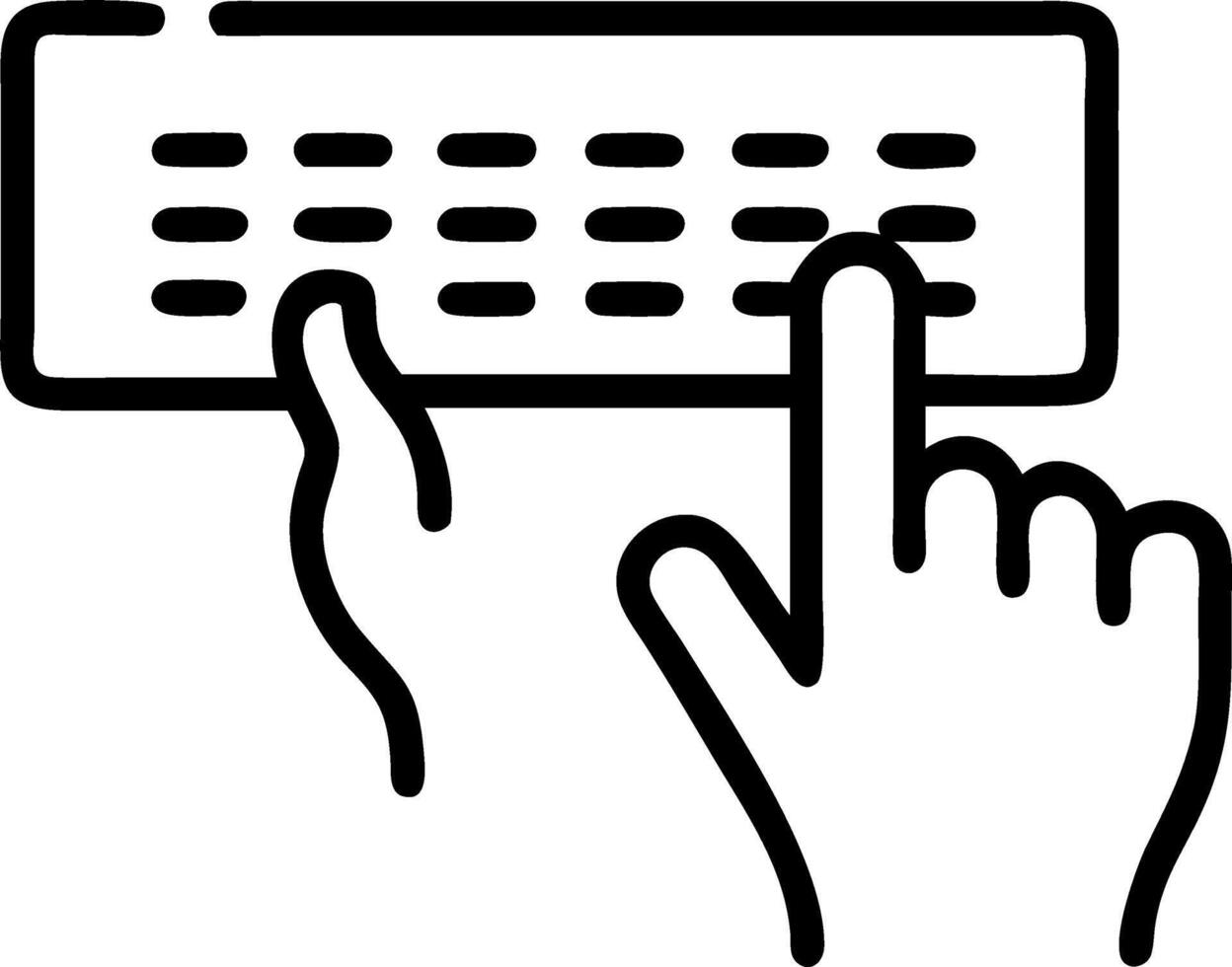 Macro shot of fingers typing on a virtual keyboard projected on a desk vector