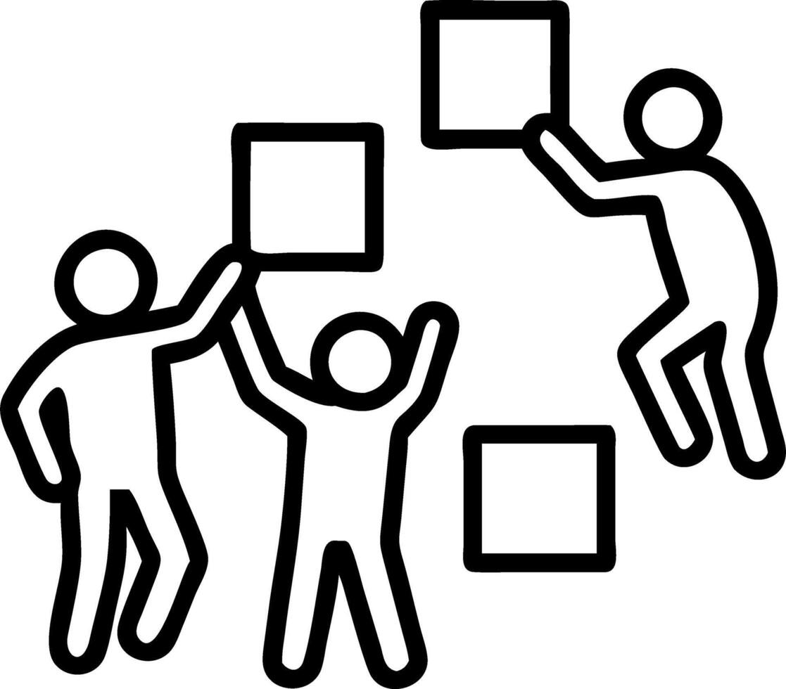 Marketers brainstorming ideas with sticky notes on a glass wall vector