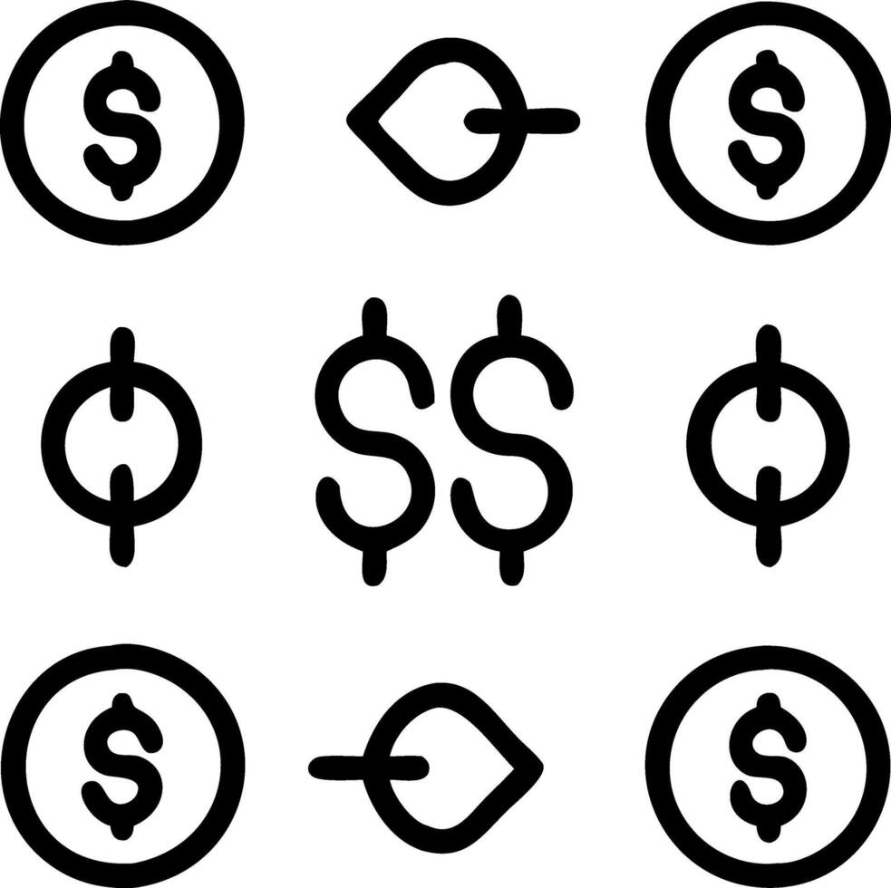 Minimalist seamless tiles with intertwined currency and discount icons vector