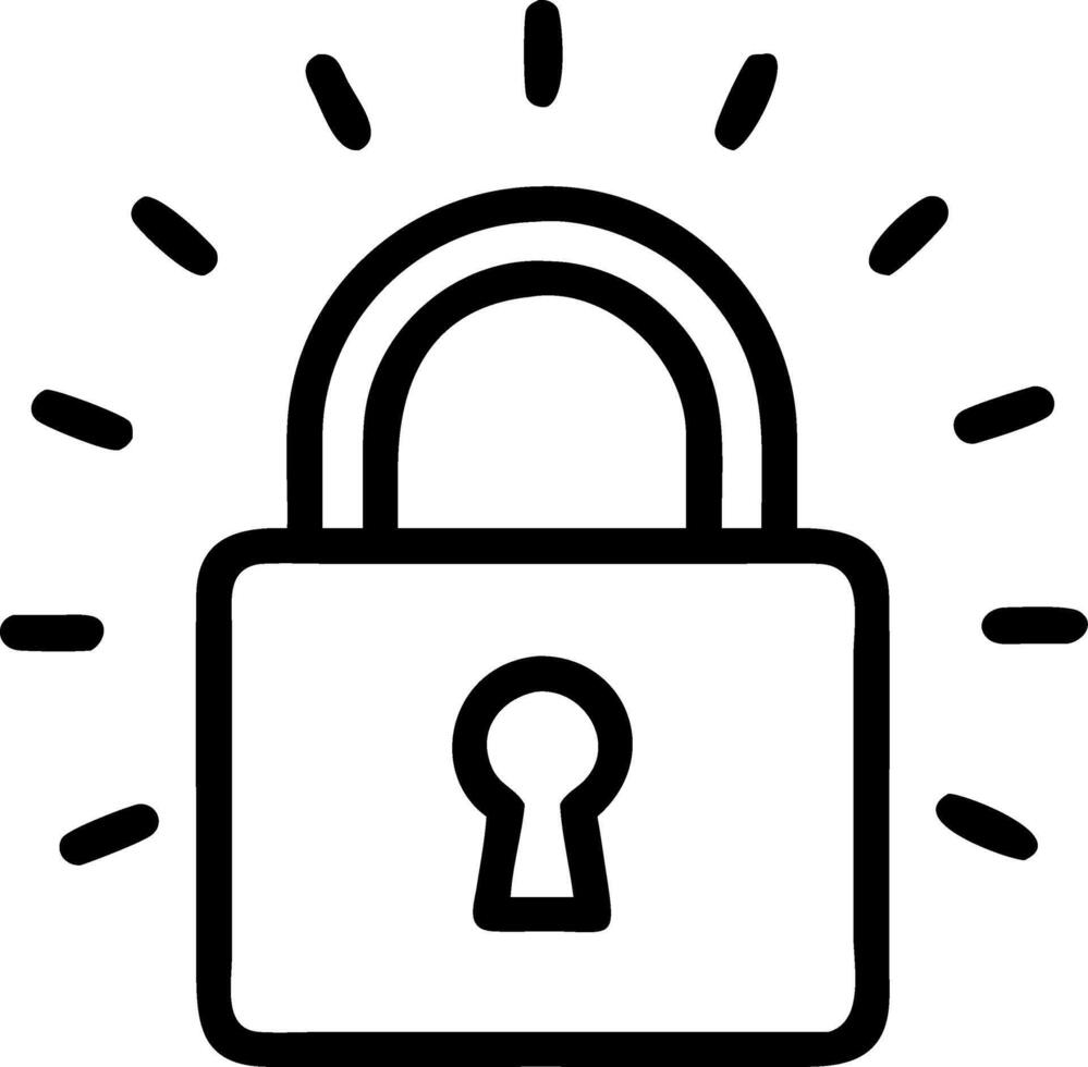 Plain white background with holographic digital padlock and copy space vector
