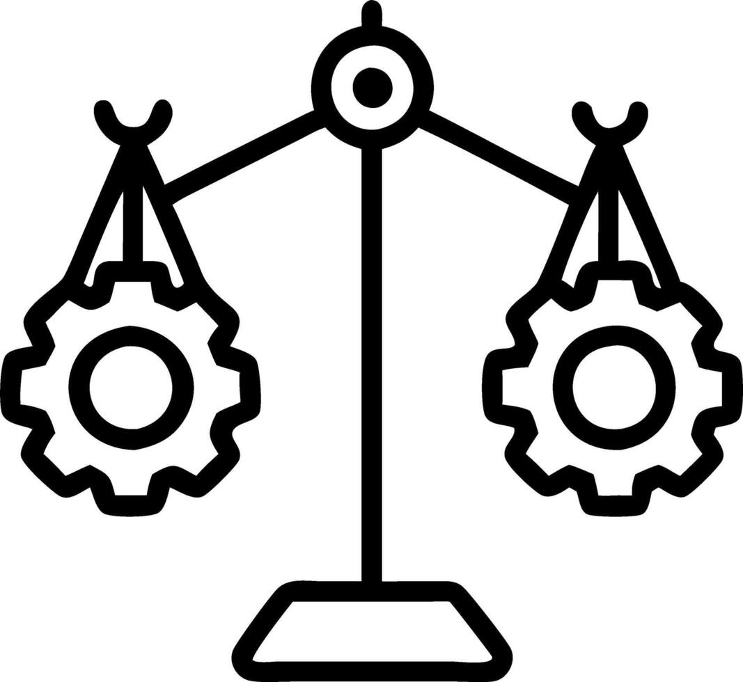 Scales made of gears balancing in air isolated on white background vector